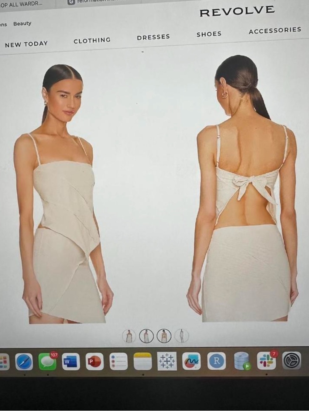 Revolve Cream Tie-Back Mini skirt set